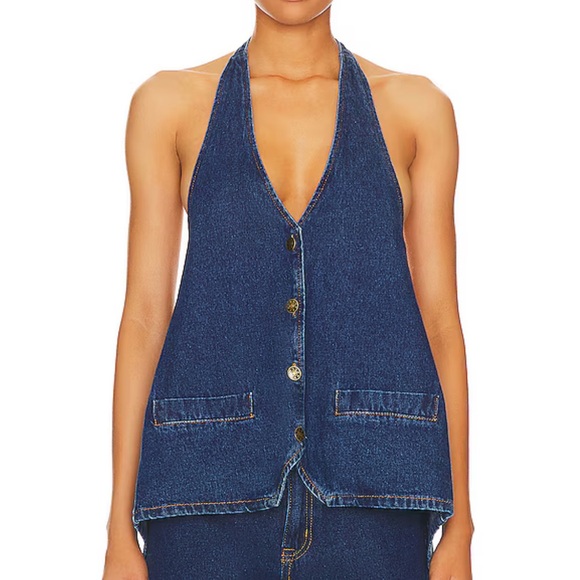 Hills Halter Top in Dark Denim and matching bottoms - Picture 3 of 6